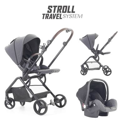 Eazy Kids Teknum Stroll-1 Travel System W/ Reversible Stroller And Compacto Baby Car Seat - Grey